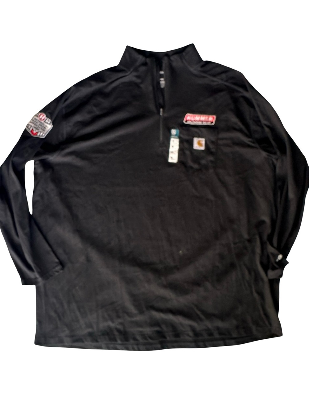 Carhartt Cotton NWT Black Long-Sleeve Quarter-Zip Pullover with Patch Logos